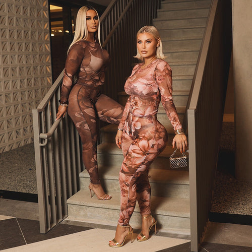 Fashion Sexy Floral Print Leggings Set For Women